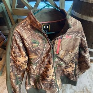 Under Armour Women’s Camo  Jacket - Brown & Green with Pink Logo Scent Control